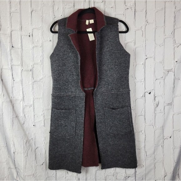 Anthropologie Moth Morris wool blend open front duster sleeveless sweater vest - Picture 4 of 11